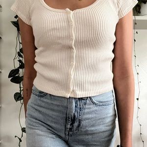 Brandy Melville Cream Baby Tee